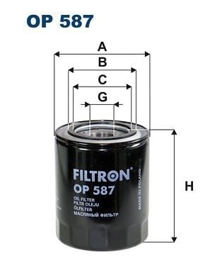 FILTRON OP587 YAĞ FİLTRESİ H100 93-00 H1 97-00 STAREX 97 > 2.5D-2.5TD - Görsel 1