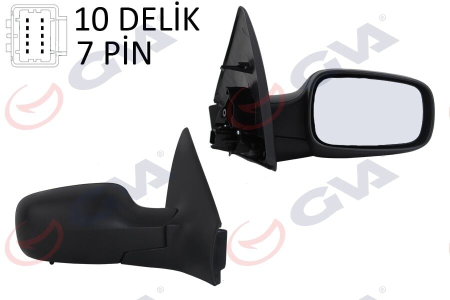 GVA 1011130 DIŞ DİKİZ AYNASI SAĞ MEGANE 02> ELEKTRİKLİ ISITMALI SENSÖRLÜ SİYAH KAPAK KONVEKS 7 FİŞ VM-138EHSR - Görsel 1