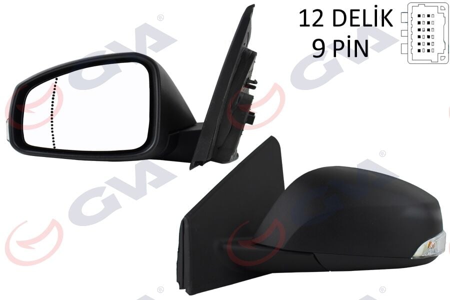 GVA 1011320 DIŞ DİKİZ AYNASI SOL MEGANE-FLUENCE 08> ELEKTRİKLİ ISITMALI SİNYALLİ SENSÖRLÜ ASFERİK 9 FİŞ VM-6138EHSAL - Görsel 1