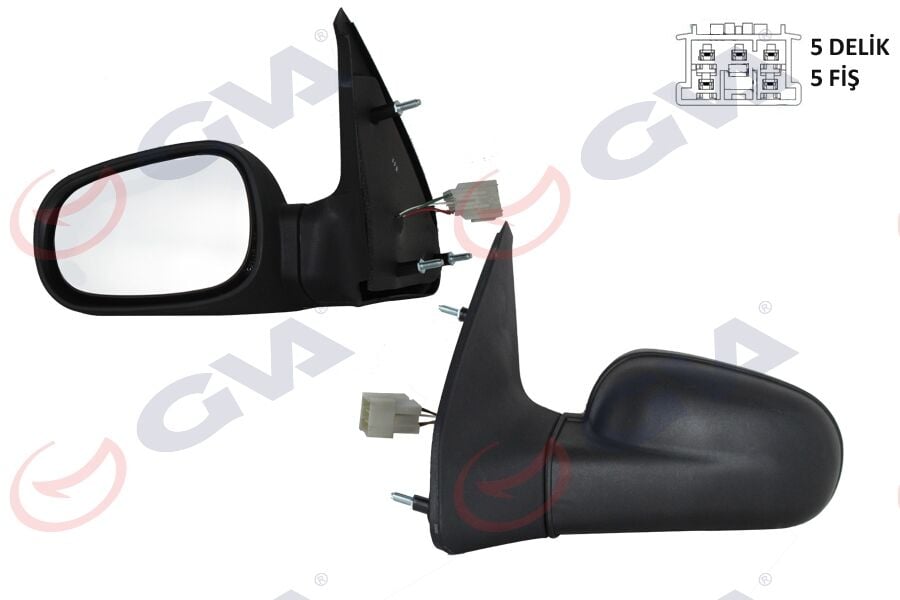 GVA 1014106 DIŞ DİKİZ AYNASI SOL CLIO 94-98 ELEKTRİKLİ ISITMALI DÜZ CAM 5 FİŞ VM-126EHL - Görsel 1