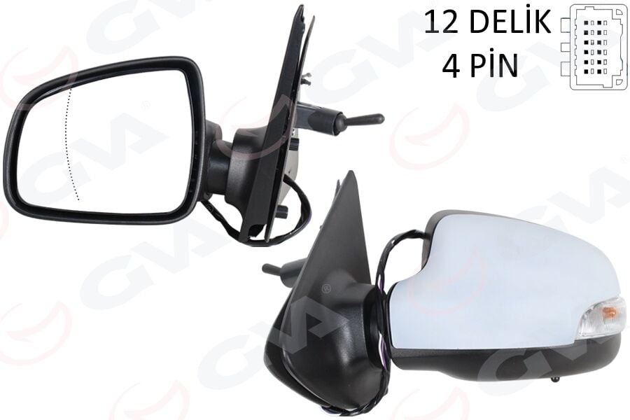 GVA 1014109 DIŞ DİKİZ AYNA SOL CLIO SYMBOL 16-20 ASTARLI KAPAK ÜÇGEN AYAK MEKANİK SİNYALLİ SENSÖR LÜ 4 PİN - Görsel 1