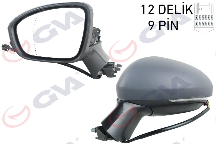 GVA 1014347 DIŞ DİKİZ AYNASI SOL ELEKTRİKLİ ISITMALI SİNYALLİ KATLANIR ASTARLI ASFERİK CLIO V 19- 12H9P - Görsel 1