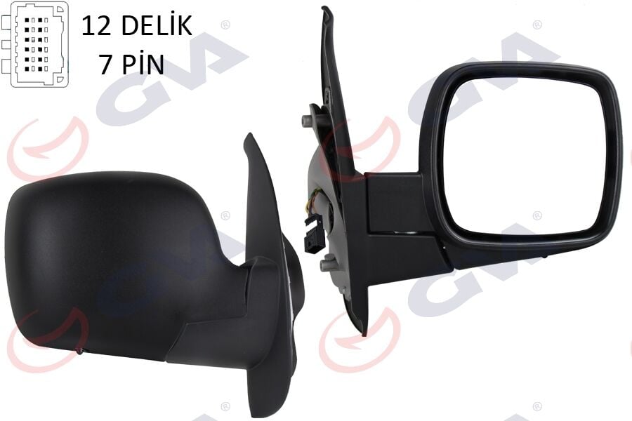 GVA 1016151 DIŞ DİKİZ AYNASI SAĞ KANGOO 08> ELEKTRİKLİ ISITMALI SENSÖRLÜ KONVEKS 7 FİŞ VM-6131EHSR - Görsel 1