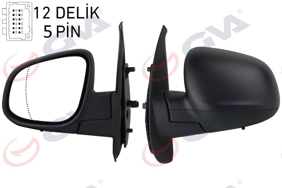 GVA 1016323 DIŞ DİKİZ AYNASI SOL KANGOO-CITAN 13> ELEKTRİKLİ ISITMALI DESENLİ ASFERİK 5 FİŞ VM-6132EHAL - Görsel 1