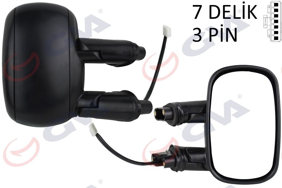 GVA 1029110 DIŞ DİKİZ AYNASI SAG ELEKTRİKLİ ASTARLI FIAT DOBLO 00>10 KONVEKS 3 FİŞ VM-666EHPR - Görsel 1