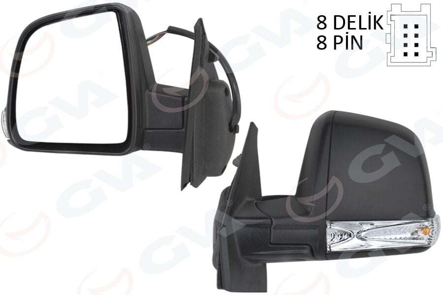 GVA 1029113 DIŞ DİKİZ AYNASI ELEKTRİKLİ SOL DOBLO III 2011 MD. SİNYALLİ KATLANIR / POWER FLOK DESENLİ 8 FİŞ - Görsel 1