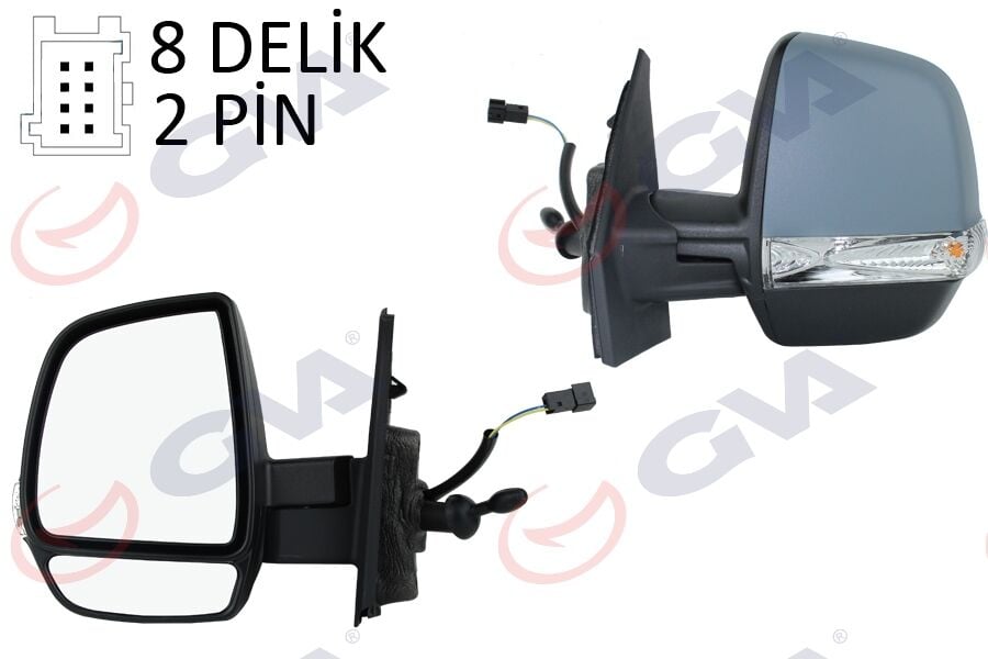 GVA 1029161 DIŞ DİKİZ AYNASI SOL DOBLO 11> OPEL COMBO 12>18 MEKANİK SİNYALLİ ASTARLI ÇİFT CAM KONVEKS VM-669PL - Görsel 1