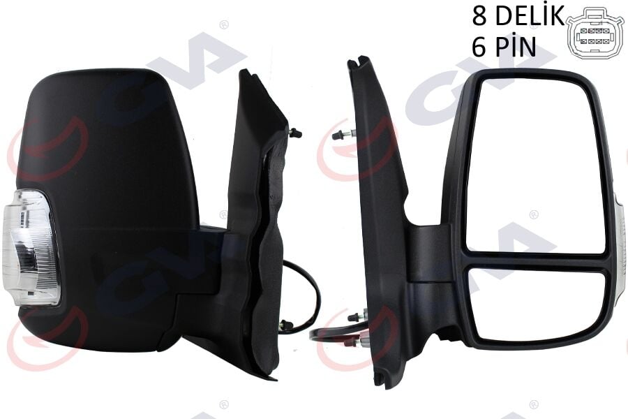 GVA 1032100 DIŞ DİKİZ AYNASI SAĞ TRANSIT 14> ELEKTRİKLİ ISITMALI BEYAZ SİNYALLİ DESENLİ KONVEKS 6 FİŞ VM-6329EHR - Görsel 1