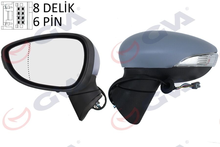 GVA 1037171 DIŞ DİKİZ AYNASI SOL FORD FİESTA 08> ELEKTRİKLİ ISITMALI ASTARLI 6PİN 6 FİŞ VM-6313EHPAL - Görsel 1