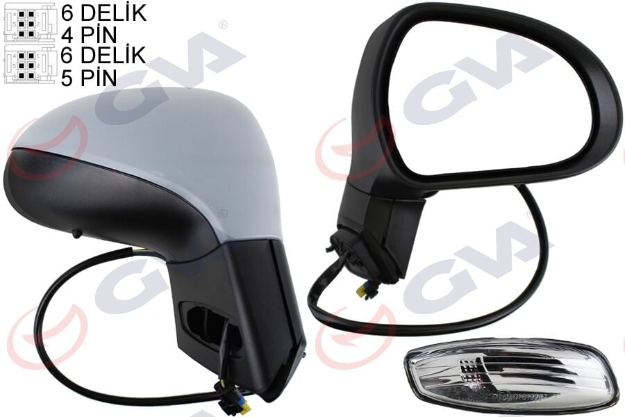 GVA 1043260 DIŞ DİKİZ AYNASI SAĞ 207 06> ELEKTRİKLİ ISITMALI SİNYALLİ SENSÖRLÜ ASTARLI KONVEKS VM-6207EHPSR - Görsel 1