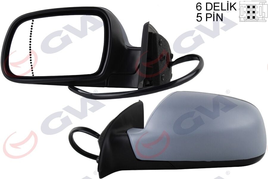 GVA 1043311 DIŞ DİKİZ AYNASI SOL 307 02> ELEKTRİKLİ ISITMALI ASTARLI ASFERİK 5 FİŞ VM-207EHPAL - Görsel 1