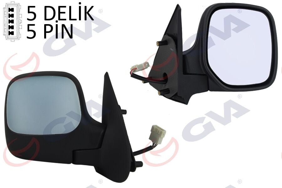 GVA 1045110 DIŞ DİKİZ AYNASI SAĞ BERLINGO-PARTNER 97> ELEKTRİKLİ ISITMALI ASTARLI KONVEKS 5 FİŞ VM-118EHPR - Görsel 1