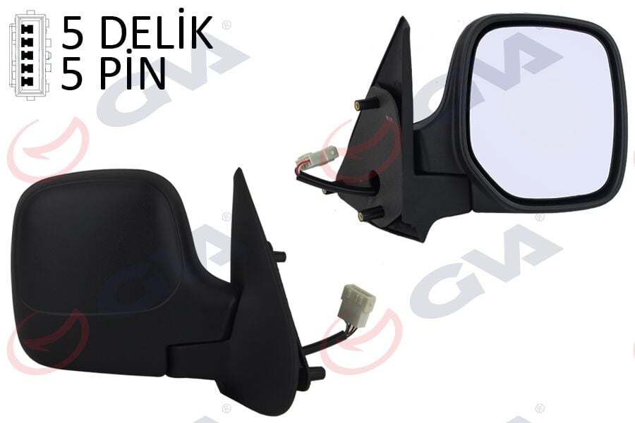 GVA 1045112 DIŞ DİKİZ AYNASI SAĞ BERLINGO-PARTNER 97> ELEKTRİKLİ ISITMALI KONVEKS 5 FİŞ VM-118EHR - Görsel 1