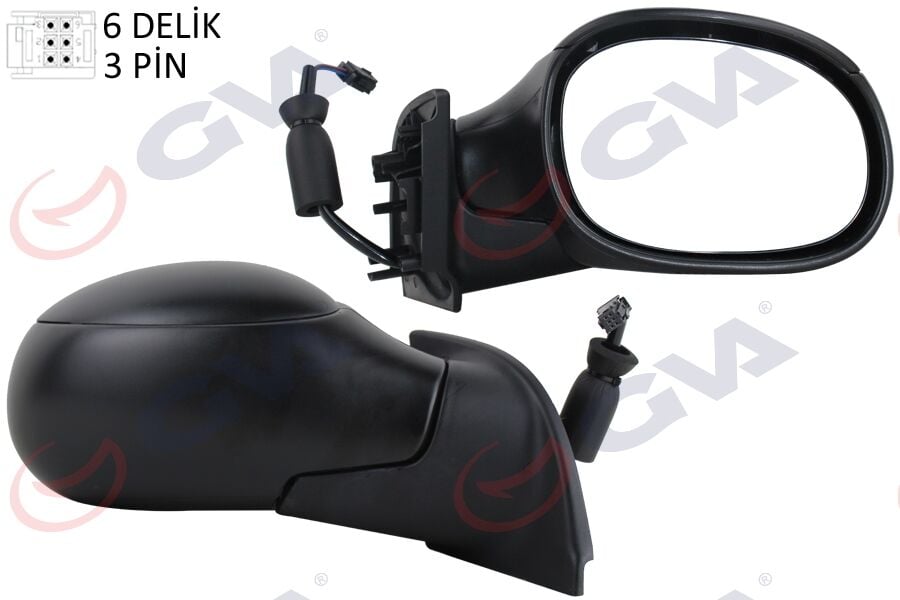 GVA 1050230 DIŞ DİKİZ AYNASI SAĞ C3 02> ELEKTRİKLİ ISITMALI KONVEKS 3 FİŞ VM-501ER - Görsel 1