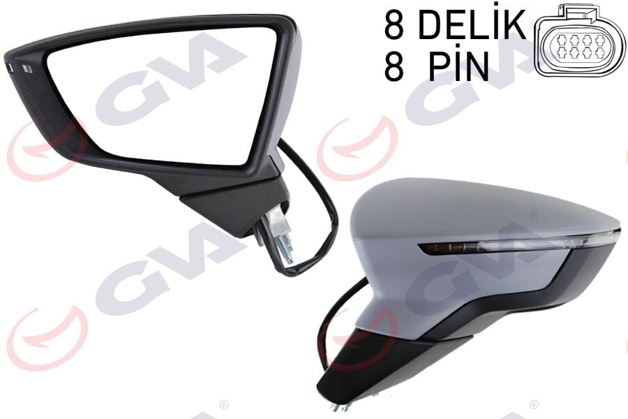 GVA 1061615 DIŞ DİKİZ AYNASI SOL LEON 12> ELEKTRİKLİ KATLANIR ISITMALI SENSÖRLÜ SİNYALLİ ASTARLI KONVEKS VM-367EBL - Görsel 1