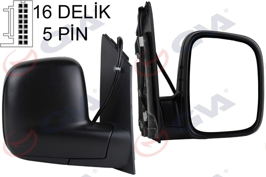 GVA 1075135 DIŞ DİKİZ AYNASI SAĞ CADDY 04> ELEKTRİKLİ ISITMALI KONVEKS 5 FİŞ VM-375EHR - Görsel 1