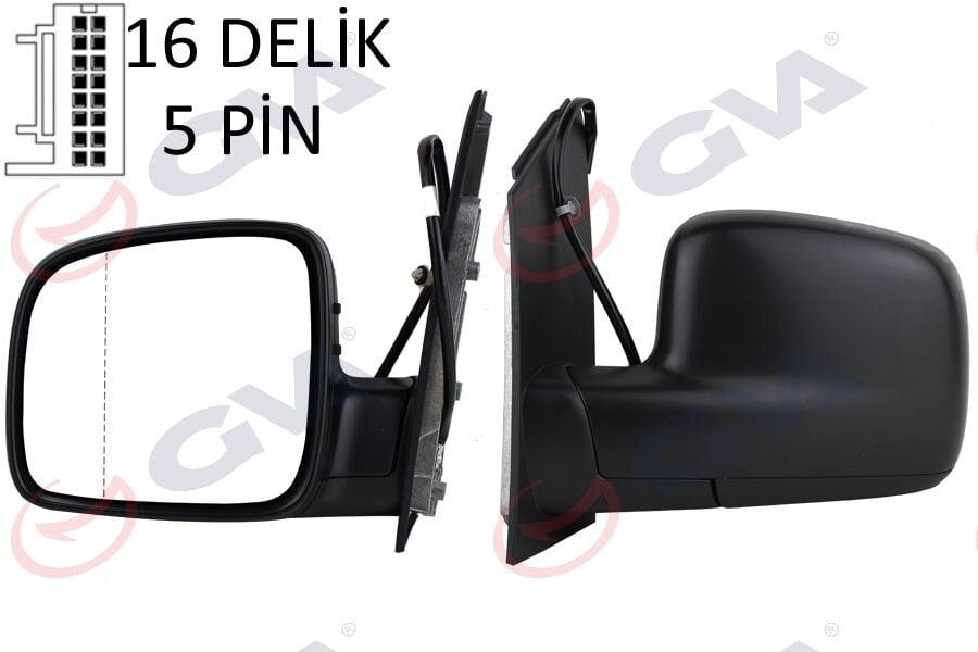 GVA 1075136 DIŞ DİKİZ AYNASI SOL CADDY 04> ELEKTRİKLİ ISITMALI ASFERİK 5 FİŞ VM-375EHAL - Görsel 1