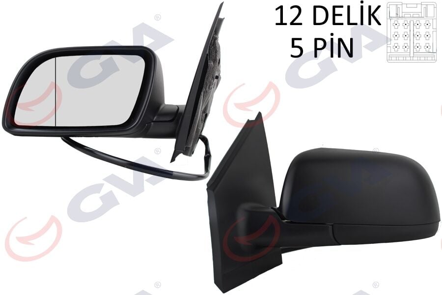GVA 1075436 DIŞ DİKİZ AYNASI SOL POLO 02> ELEKTRİKLİ ISITMALI ASFERİK 5 FİŞ VM-194EHAL - Görsel 1