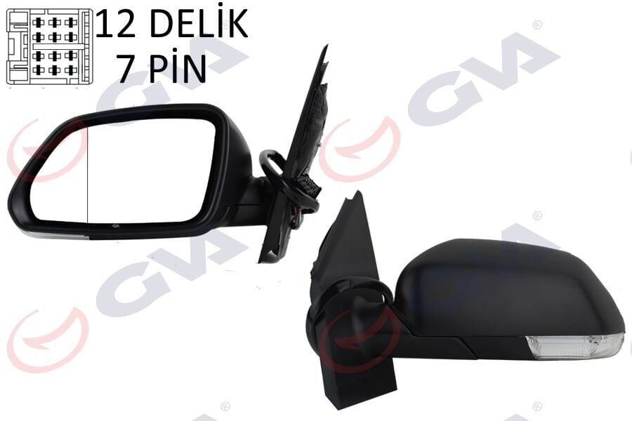 GVA 1075446 DIŞ DİKİZ AYNASI SOL POLO 05> ELEKTRİKLİ ISITMALI ASFERİK 5 FİŞ VM-377EHAL - Görsel 1