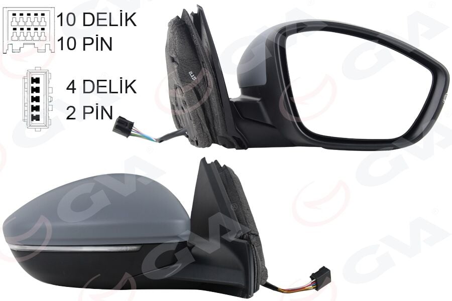 GVA 1090231 DIŞ DİKİZ AYNASI SAĞ ELEKTRİKLİ ISITMALI SİNYALLİ KATLANIR SENSÖRLÜ ASTARLI Ç.AYDINLATMALI KONVEKS 208 19- CORSA F 19- 10H10P 4H2P - Görsel 1