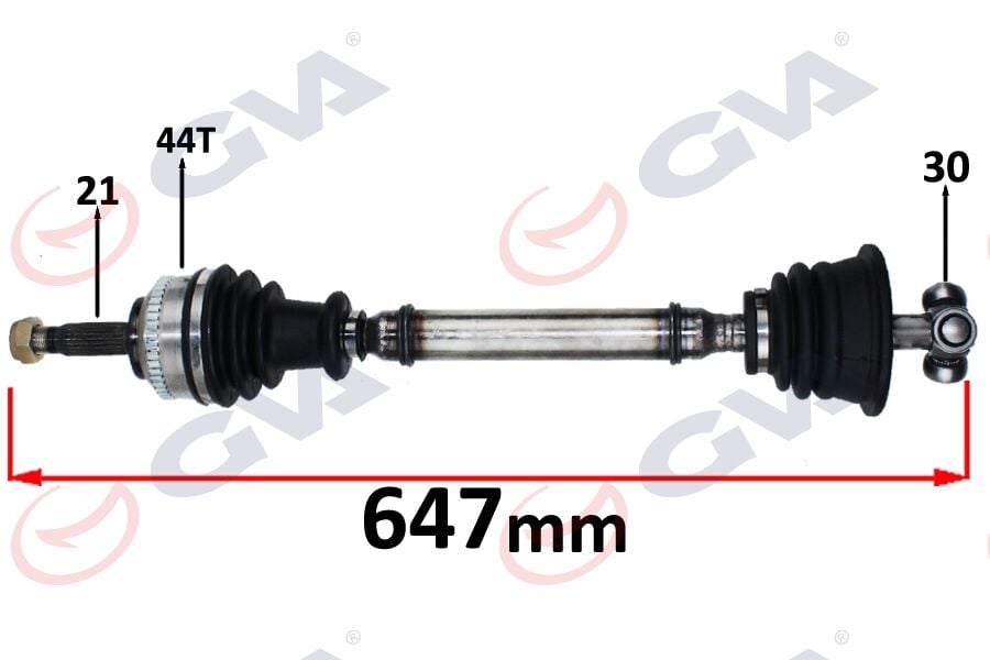 GVA 4411003 KOMPLE AKS SOL MEGANE I 1.4/1.6 96-03 ABS Lİ 44DİŞ 647mm - Görsel 1