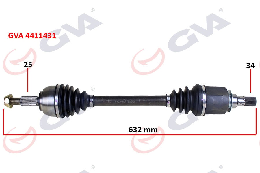 GVA 4411431 KOMPLE AKS SOL RENAULT FLUENCE 09- MEGANE IV 1.5 DCİ 6 VİTES AUTO. 632mm - Görsel 1