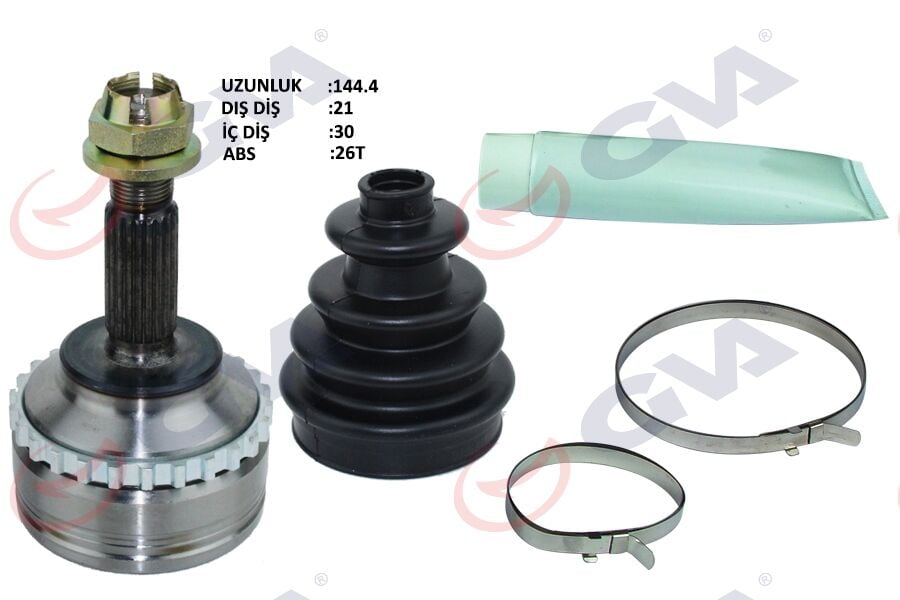 GVA 4414110K AKS KAFASI DIŞ ÖN CLIO II 1.4i 16V 98-05 KANGOO 98-08 ABS Lİ 26DİŞ 21x30x52.2 144.5mm - Görsel 1