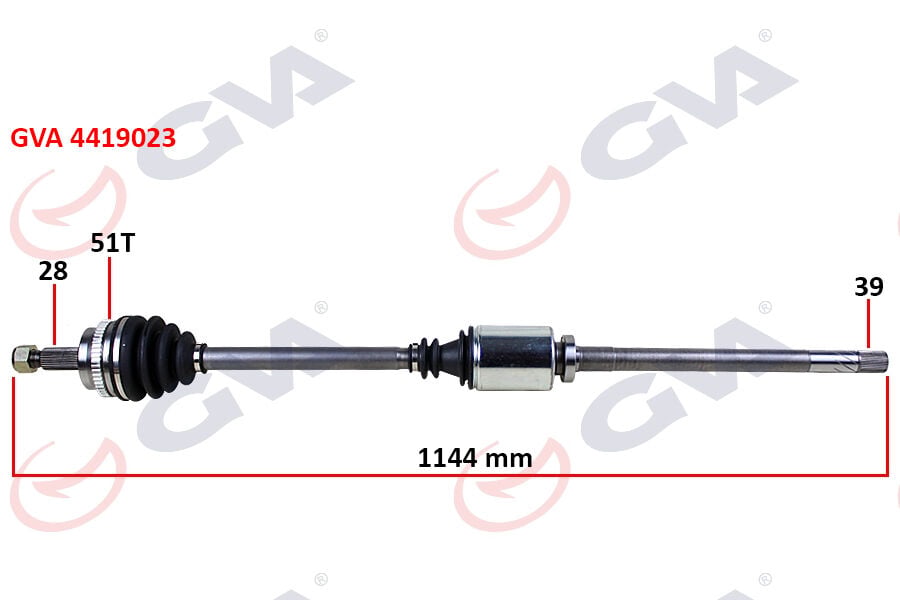 GVA 4419023 KOMPLE AKS SAĞ MASTER 2 2.5 DCİ 98-10 ABS Lİ 51DİŞ 1144mm - Görsel 1