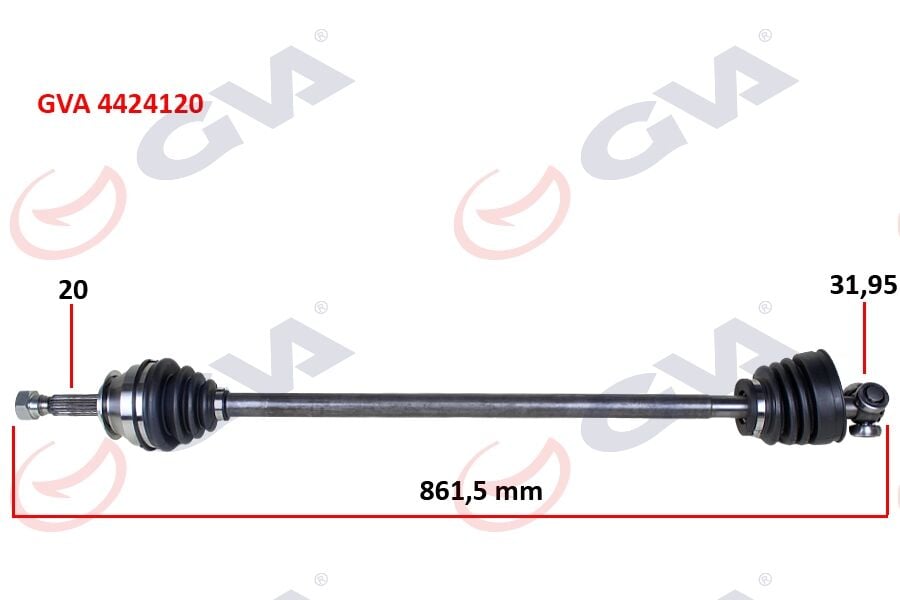 GVA 4424120 KOMPLE AKS SAĞ UNO 70 1.4i 94-00 861.5mm - Görsel 1