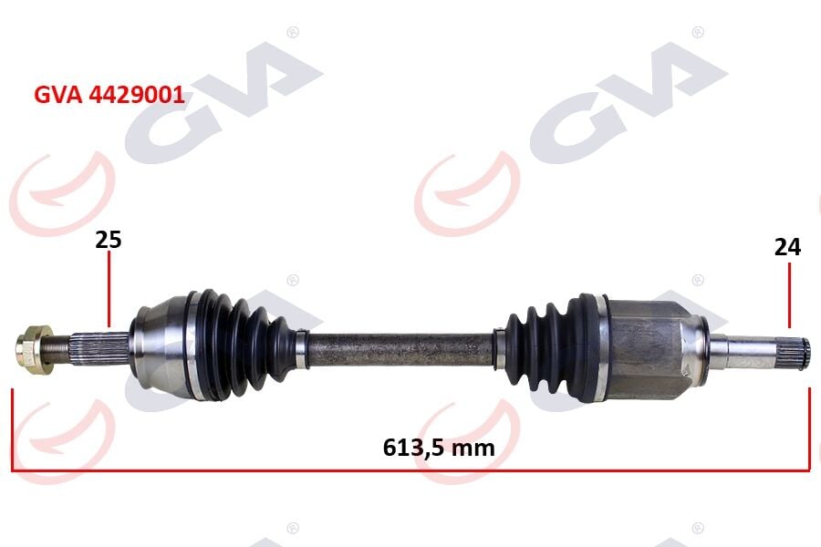GVA 4429001 KOMPLE AKS SOL DOBLO 1.9 JTD 01> DOBLO-ALBEA 1.3 MTJ 05> 613.5mm - Görsel 1