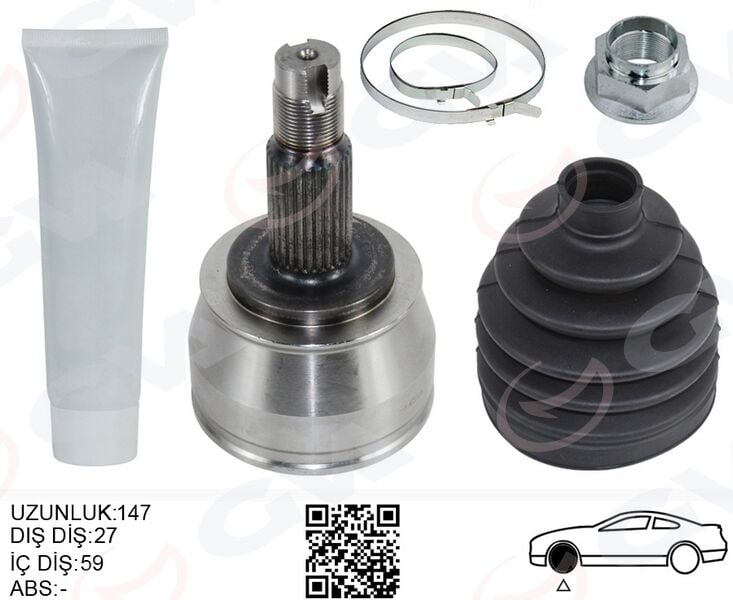 GVA 4429052K AKS KAFASI ÖN SAĞ-SOL FIAT DOBLO 10> 500 X 14> ALFA ROMEO 166 05> JEEP RENEGADE 14> COMPASS 17> OPEL COMBO 12> 1.4 1.6D MTJ 2.0D MTJ - Görsel 1