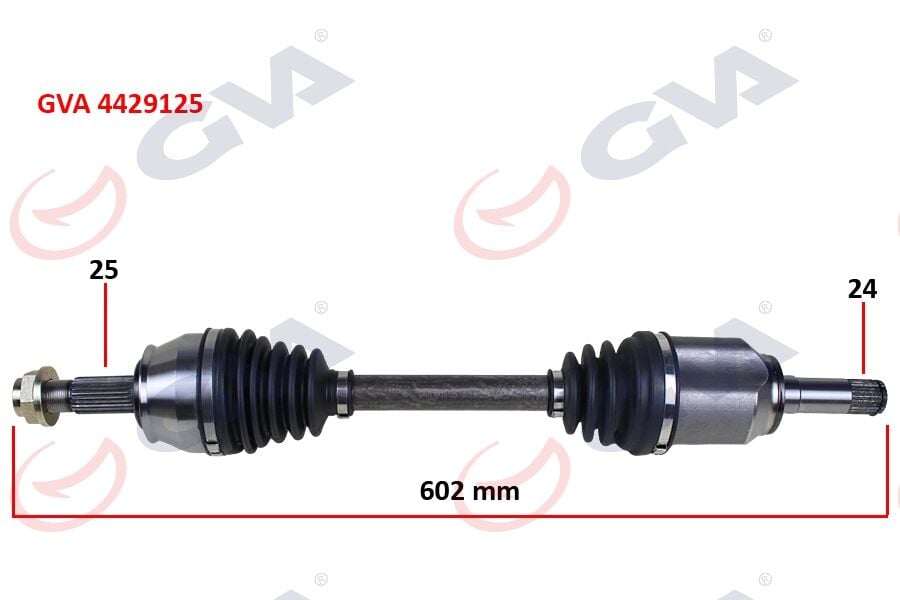 GVA 4429125 AKS KOMPLE SOL BIPPER-NEMO 1.3 HDI 10> FIORINO 1.3 MJTD Euro5 MOT. 13> İÇ AKS KAFALI 602mm - Görsel 1