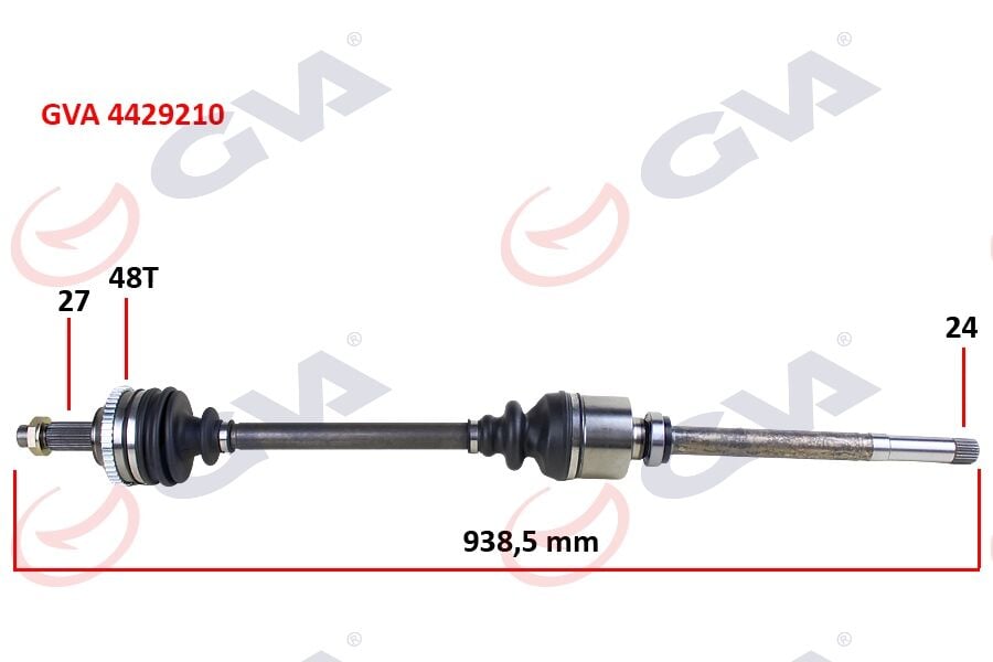 GVA 4429210 KOMPLE AKS SAĞ SCUDO-EXPERT-JUMPY 1.9D 96-06 ABS Lİ 48DİŞ 938mm - Görsel 1