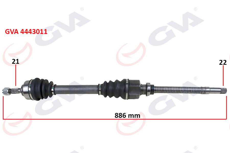 GVA 4443011 KOMPLE AKS SAĞ PEUGEOT 206 1.4-1.6 TU5 98-06 21x22x886 - Görsel 1