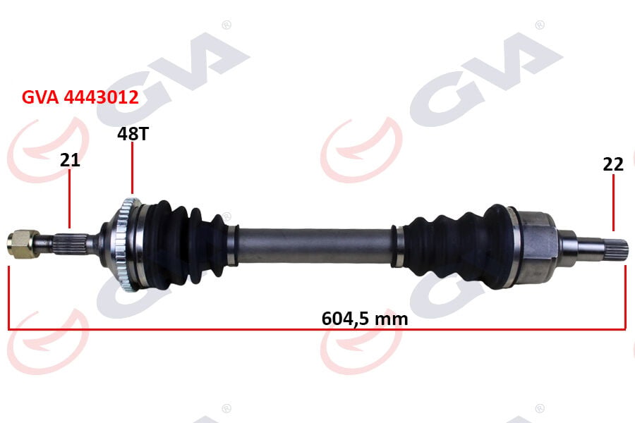 GVA 4443012 KOMPLE AKS SOL PEUGEOT 206 1.6i 98-06 TU5 ABS Lİ 48 DİŞ 604mm - Görsel 1