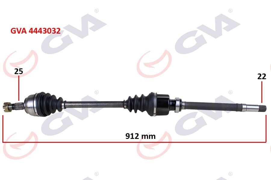 GVA 4443032 KOMPLE AKS SAĞ PEUGEOT P307 00>07 CITROEN C4 04>11 1.4-1.6 MANUEL ŞANZIMAN 912x25x22 - Görsel 1