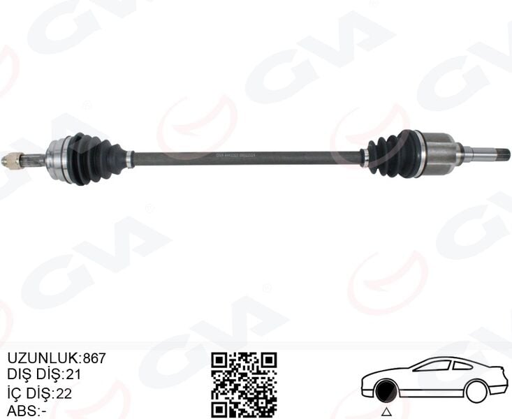 GVA 4443322 KOMPLE AKS SAĞ PEUGEOT P208 12>19 CITROEN C3 16> 1.0-1.2-1.4-1.6 VTI 1.4 HDI-1.6 BlueHDI 21x22x867 - Görsel 1
