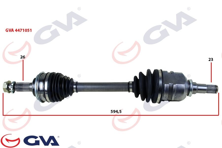 GVA 4471051 KOMPLE AKS SOL TOYOTA COROLLA 1.6L 4A-FE AE101 AE111 92-00 / 1.3L 2E EE100 EE111 94-00 ABS SİZ ARAÇLAR İÇİN 26X23 KOMPLE BOY 599.5MM - Görsel 1