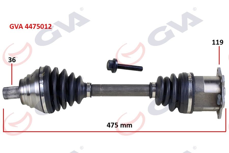 GVA 4475012 KOMPLE AKS SOL CADDY-GOLF5-JETTA-PASSAT 1.9-2.0 TDİ 03-09 475mm - Görsel 1