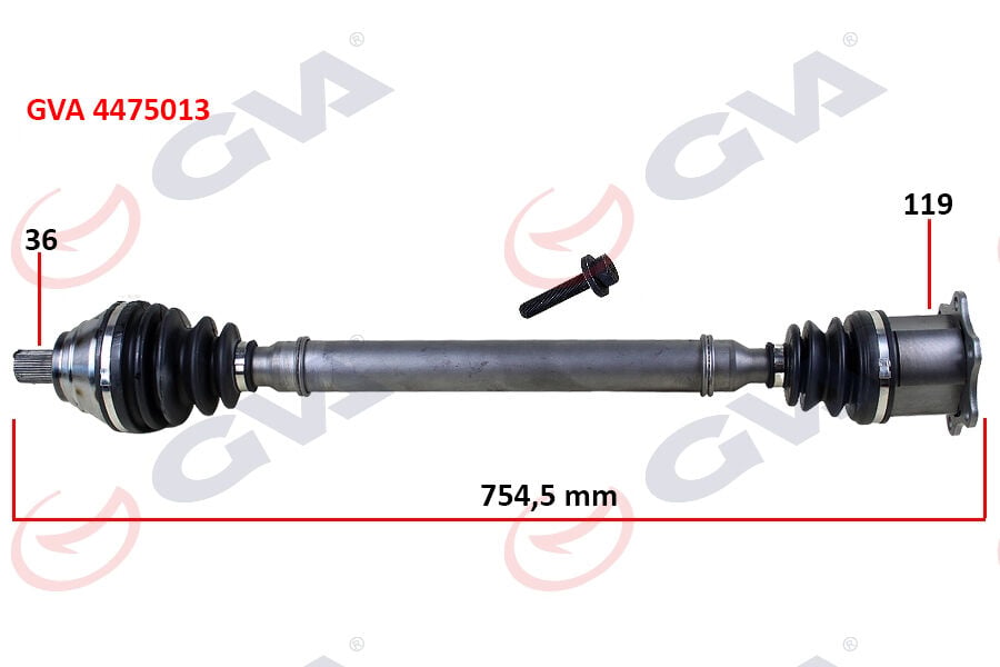 GVA 4475013 KOMPLE AKS SAĞ CADDY-GOLF5-JETTA-PASSAT 1.9-2.0 TDİ 03-09 754.5mm - Görsel 1