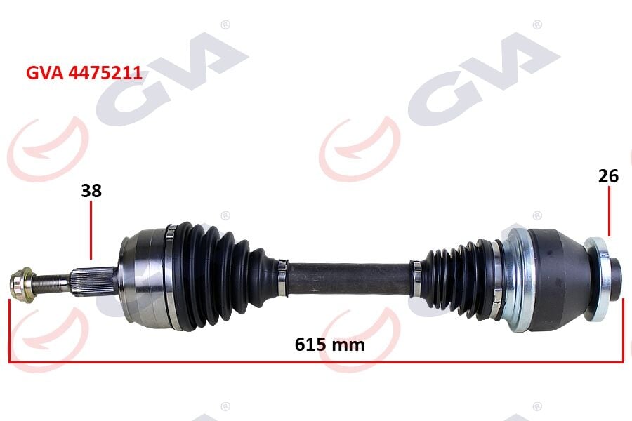 GVA 4475211 KOMPLE AKS SOL TRANSPORTER T5 2.5 TDİ 03-11 6 VİTES 615mm - Görsel 1