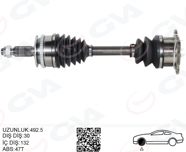 GVA 4481000 KOMPLE AKS SAĞ MITSUBISHI L200 2.5L 4D56 DI-D Tdi Euro4 CR 4x4 KB4T 07-10 30 x 592.5 x 28 - Görsel 1