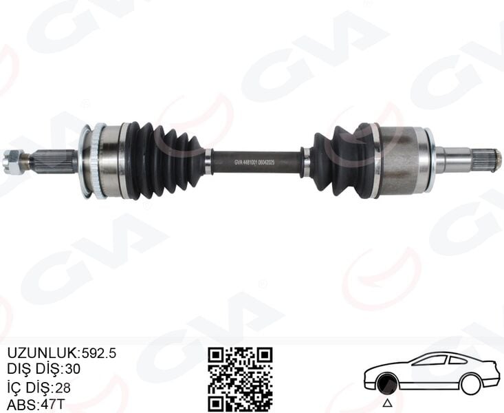 GVA 4481001 KOMPLE AKS SOL MITSUBISHI L200 2.5L 4D56 DI-D Tdi Euro4 CR 4x4 KB4T 07-10 30 x 592.5 x 28 - Görsel 1