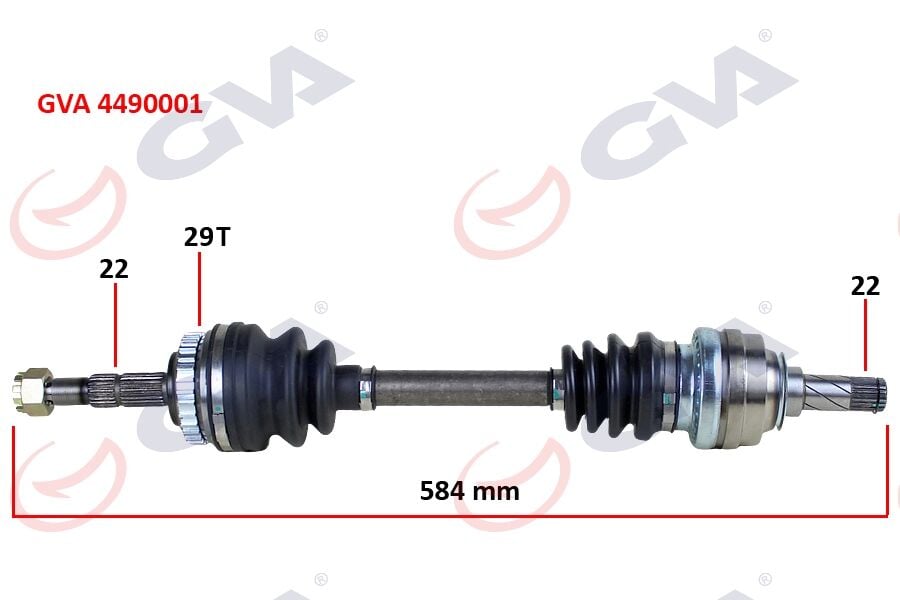 GVA 4490001 KOMPLE AKS SOL ASTRA F-VECTRA A 1.4i-1.6 16V 92-98 ABS LI 29 DİŞ 584mm - Görsel 1