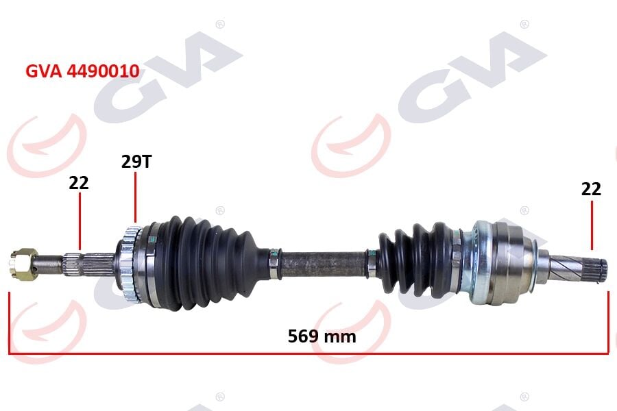 GVA 4490010 KOMPLE AKS SOL CORSA B 1.2i 16V 93-00 ABS Lİ 569mm 29DİŞ - Görsel 1
