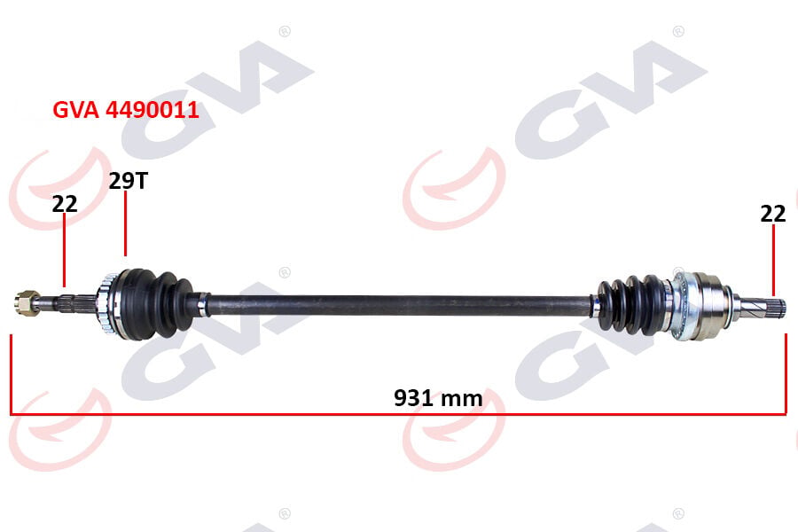 GVA 4490011 KOMPLE AKS SAĞ CORSA B 1.2i 16V 93-00 ABS Lİ 926mm 29DİŞ - Görsel 1