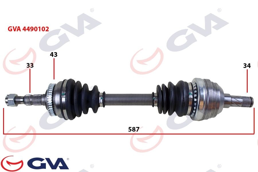 GVA 4490102 KOMPLE AKS SOL VECTRA A 1.8-2.0 88-95 -ASTRA F 92-98 -CALIBRA A 89-97 ABS Lİ 43DİŞ 587mm - Görsel 1