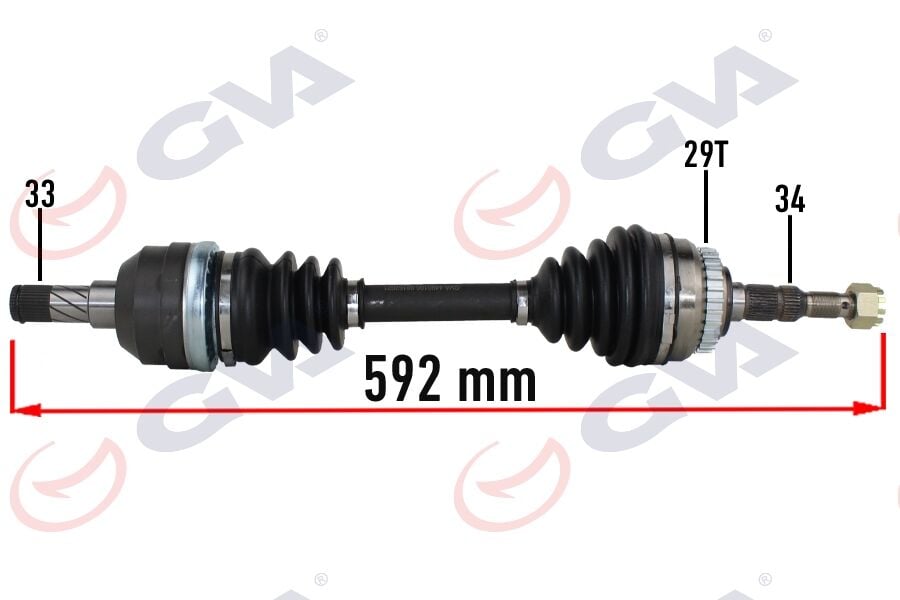 GVA 4490106 KOMPLE AKS SOL OPEL VECTRA A 1.8-2.0 88-95 -ASTRA F 92-98 -CALIBRA A 89-97 ABS Lİ 29DİŞ 592mm - Görsel 1