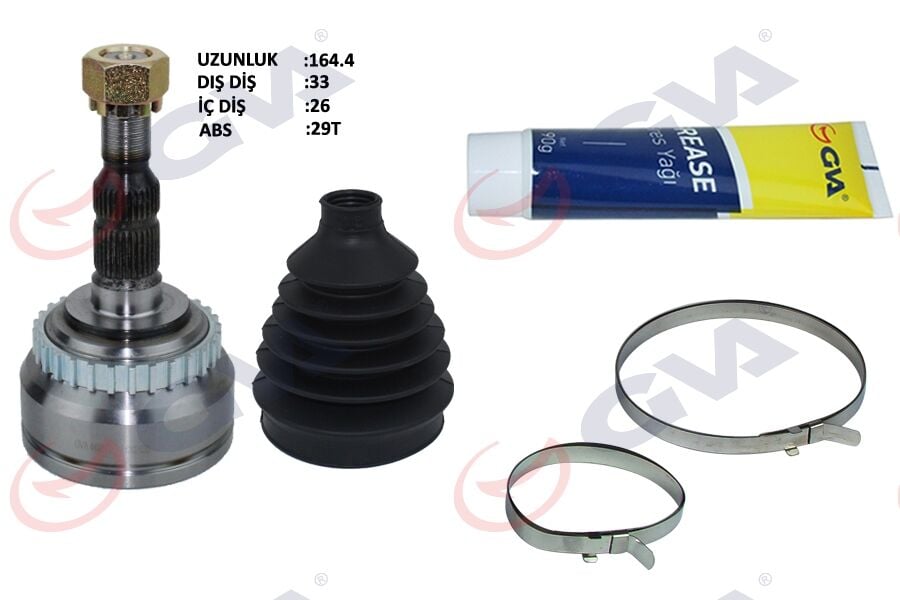 GVA 4490110K AKS KAFASI DIŞ VECTRA B 1.8-2.0-2.5 96>02 ASTRA G 1.8-2.0 98>05 ASTRA F 1.6-1.8-2.0 93>97 VECTRA A 1.8-2.0 89>95 ABS Lİ 29 DİŞ 33x25x52 164.5mm - Görsel 1