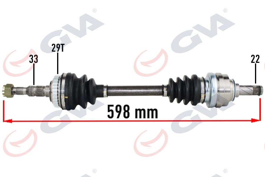 GVA 4490116 KOMPLE AKS SOL OPEL VECTRA B 1.6 99-02 MAKYAJLI KASA ABS Lİ 29DİŞ 598mm - Görsel 1